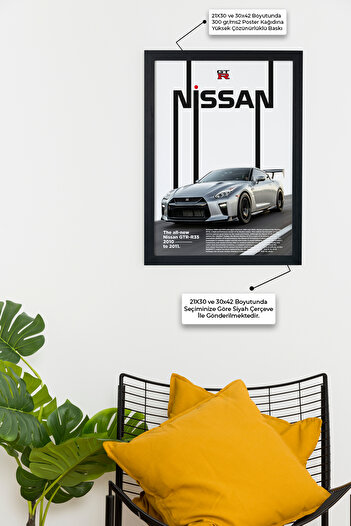 gxe.art Nissan Gtr R35 | Özel Tasarım | Siyah Çerçeveli Tablo Poster
