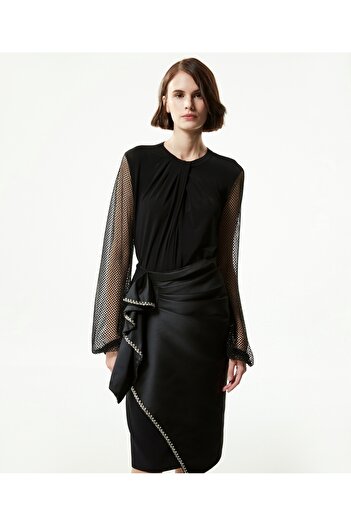Machka Gathered Skirt with Crystal Stone Stripes