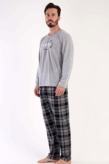 VİENETTA Erkek Uzun Kol Gri Pijama Takım C3T0N5O086