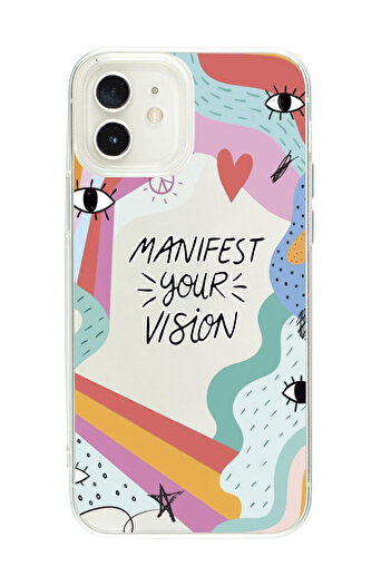 mooodcase iPhone 12 Compatible Manifest Your Vision Premium Transparent Silicone Case White Printed