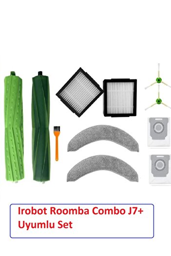 LİN GRUP iRobot Roomba Combo J7+ - Συμβατή ανταλλακτική σφουγγαρίστρα, φίλτρο Hepa και σακούλα σκόνης με βούρτσα