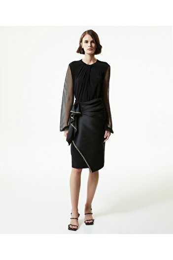 Machka Gathered Skirt with Crystal Stone Stripes