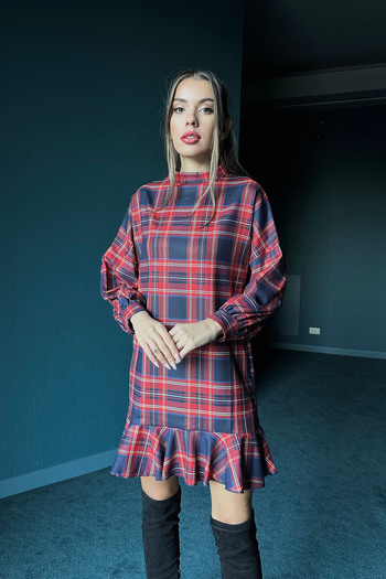 Seda Yalçın Atelier Colorful Plaid Patterned Six Ruffle Dress