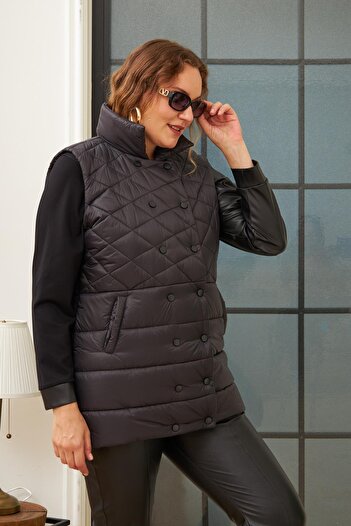 RMG Plus Size Quilted Black Vest
