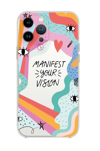 mooodcase iPhone 14 Pro Max Compatible Manifest Your Vision Patterned Transparent Silicone Phone Case