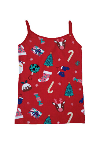 elmas kids Girl's Red New Year Themed Thin Strap Athlete Boxer Set