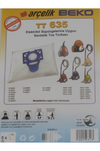 Arçelik ARÇELİK 635 ΜΠΛΕ ΣΥΝΘΕΤΙΚΗ ΣΑΚΟΥΛΑ ΣΚΟΝΗΣ 5 ΤΕΜΑΧΙΑ (Χ2 10 ΤΕΜΑΧΙΑ)