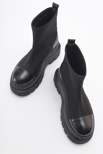 LuviShoes Dámské boty AVES Black Scuba s tlustou podrážkou