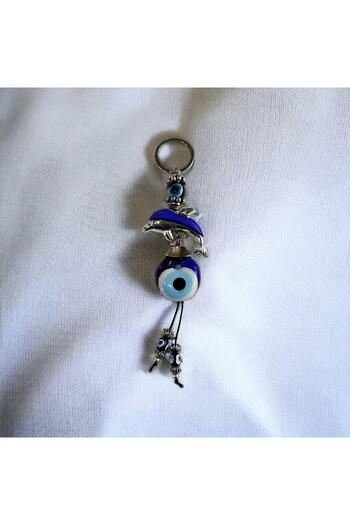 Mixperi Dolphin Fish Evil Eye Beaded Keychain Evil Eye Beaded Keychain in Gift Box