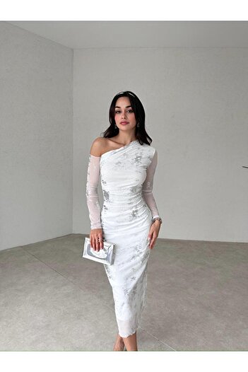 Anesa Butik Rochie de colecție specială de Anul Nou imprimată cu folie
