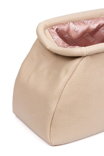 BAHELS Kadın Trend Bej Deri Clutch Portföy Çanta