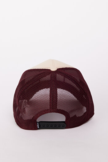 AC&Co / Altınyıldız Classics Men's Green-Claret Red 100% Cotton Color Block Hat with Changeable Stickers