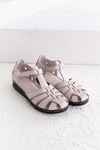 Getcho Janel Closed Toe Stone Women's Genuine Leather Sandals – Ankle Adjustment, Orthopedic Sole, Lightweight Sandals
