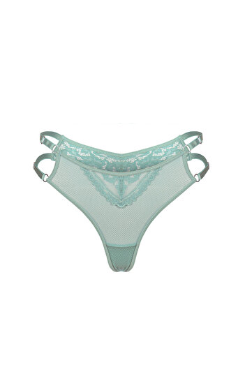 Simi Underwear Sophistiqué Women's Black Lace Banded Brazilian Panties