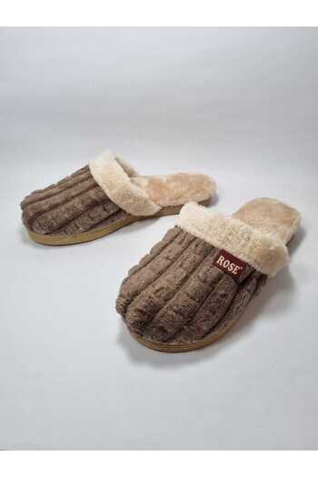 abinstore Fur Lined Home Carpet Slippers Winter Slippers Rose Non-Slip Sole