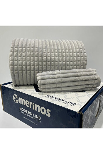 Merinos Modern Line Single 2 Piece Blanket Set - Gray