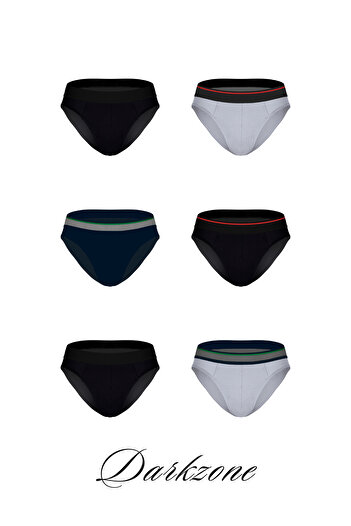 darkzone Men's 6-Piece Cotton Mixed Color Flexible Slip Briefs