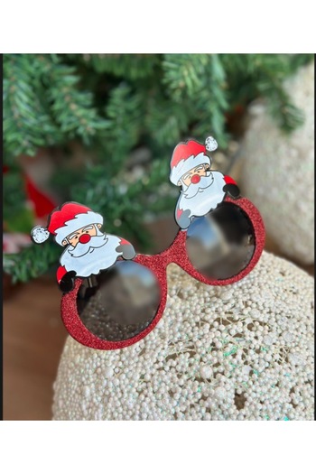 QUEEN AKSESUAR Imported new year Christmas Party Glasses Santa Claus Silvery Red Fancy Costume Glasses Adult Children