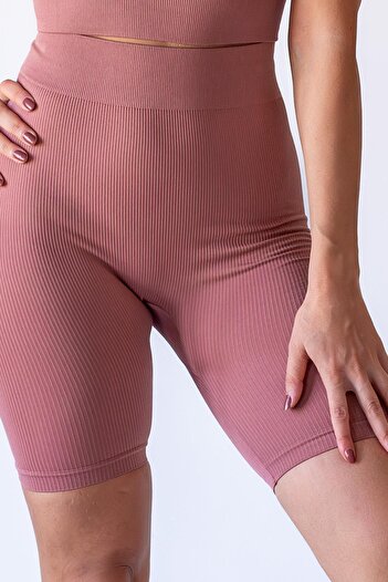 FEELAMORE Active Seamless Ribbed High Waist Sports Shorts Leggings