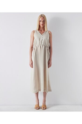 İpekyol Adjustable Waist Linen Dress