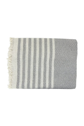 sethome collection KNITTED PATTERNED FRINGED SINGLE PUFF 170X210