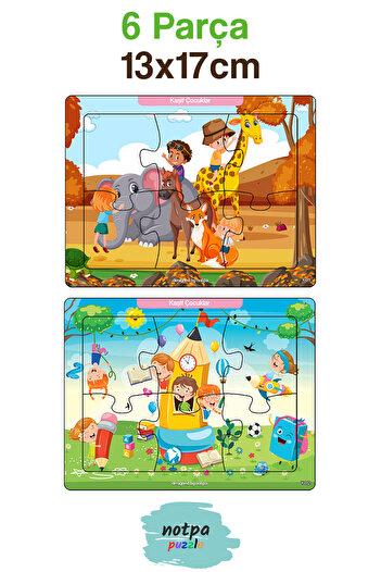 kutuTR Çocuklar Için Eğitici Ve Öğretici Ahşap 6 Parça 13x17 Renkli Puzzle 6'lı Set-604