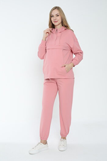Miss Dünya Lissa Hooded Sweatshirt Suitable for Breastfeeding Maternity and Maternity Tracksuit Set