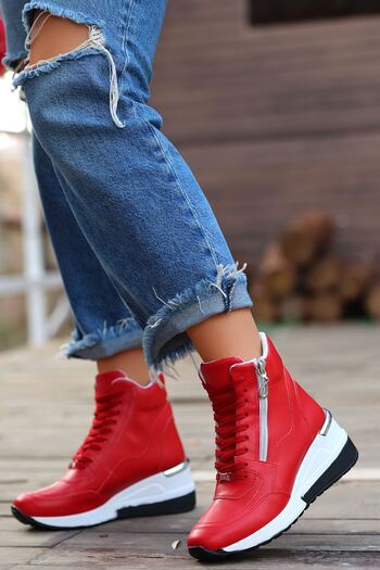Madam Tarz Coman Zipper Detailed Wedge Sole Sports Women's Boots