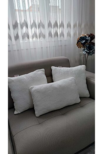 oneplise 3-Piece Square Set Throw Pillow / Pillow 2 Sided Ecru / 1 Medium Ecru (42cm / 42cm)-(50cm / 30cm)