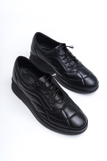 Deripabuc Genuine Leather Black Women's Leather Casual Shoes Dp74-0707