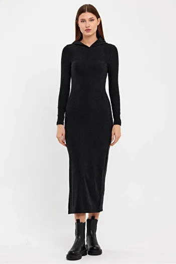Avones Φόρεμα με μολύβι με κουκούλα 2 κλωστών Full Lycra Anthracite
