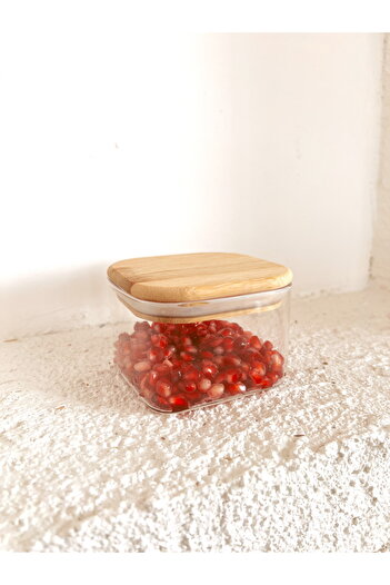 KaiHome Single Glass Storage Container with Bamboo Vacuum Lid