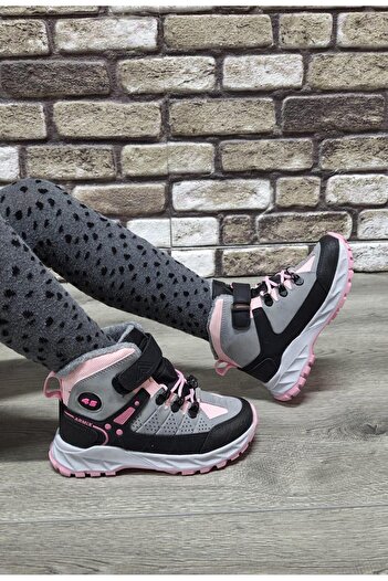 Bukond Rahat İçi Kürklü Outdoor Spor Bağcıklı Cırtlı Çocuk Botu