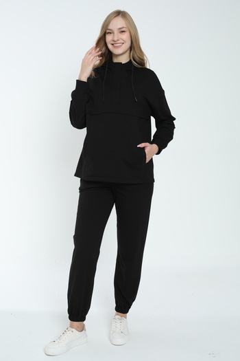 Miss Dünya Lissa Hooded Sweatshirt Suitable for Breastfeeding Maternity and Maternity Tracksuit Set