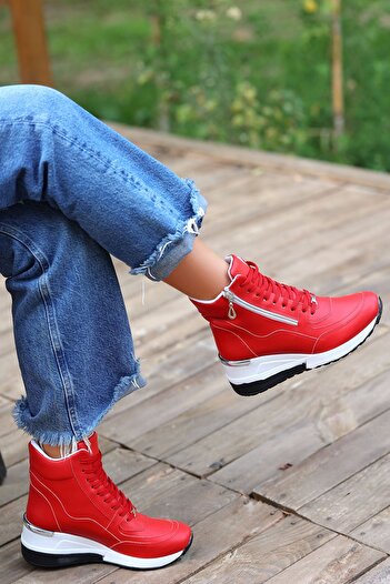 Madam Tarz Coman Zipper Detailed Wedge Sole Sports Women's Boots