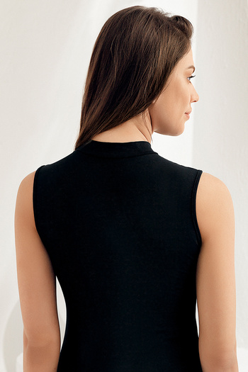 Şahinler Lycra Women's Black Sleeveless Turtleneck Undershirt Mb1009-sh