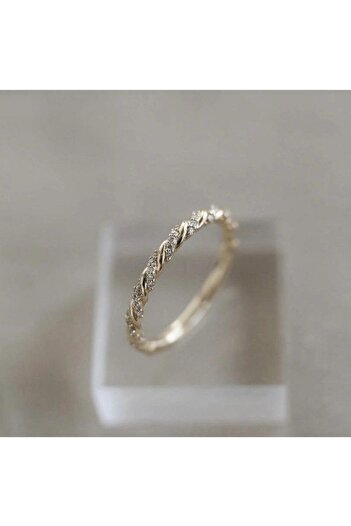 925KOLYE Sarmaşık Yüzük Modeli 925 Ayar Gümüş Gold Rengi