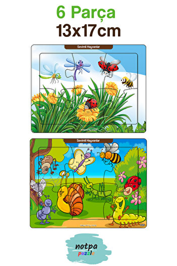 kutuTR Çocuklar Için Eğitici Ve Öğretici Ahşap 6 Parça 13x17 Renkli Puzzle 6'lı Set-604