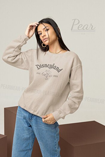 Pear Wear Disneyland Printed Women's 3 Thread Raised Oversize Sweatshirt