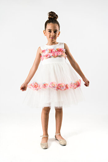 morwind Girl's Dress Rose Detailed Birthday Special Occasion Dress