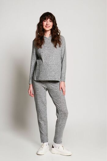 LYN MAMA Ludo Hooded Gray Maternity Tracksuit with Ribbed Belly