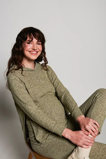 LYN MAMA Ludo Hooded Mint Maternity Tracksuit with Ribbed Belly