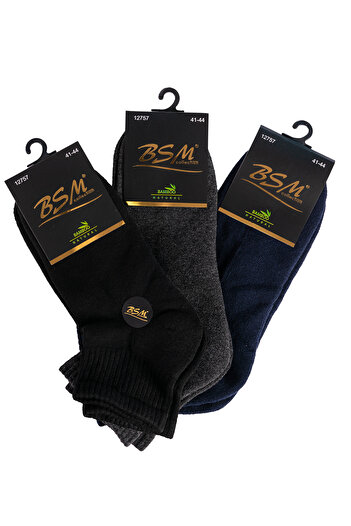 BSM Men's 6-Piece High Quality Towel Sole Assortment Bamboo Booties Socks