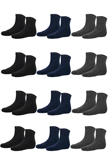 BSM Men's 12-Piece High Quality Towel Sole Assortment Bamboo Booties Socks
