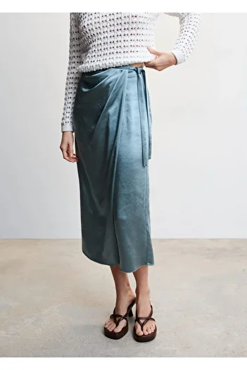MANGO Woman Satin Wrap Skirt