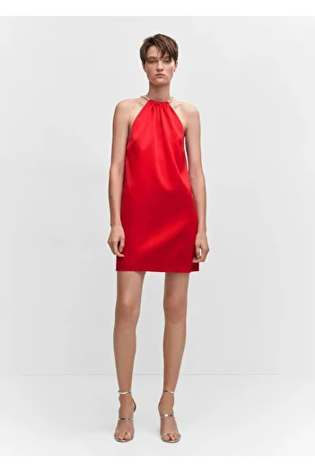 MANGO Woman Strass detailed, halter dress