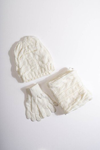 Huge Home Gift for Girlfriend, White Scarf, Beret, Gloves Gift Set, Gift Set for Lover