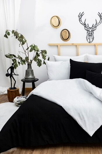 ELY PARKER Easy Iron Single Duvet Cover Set (100x200 Black Elastic Sheet+Quilt Cover+High Cover) White