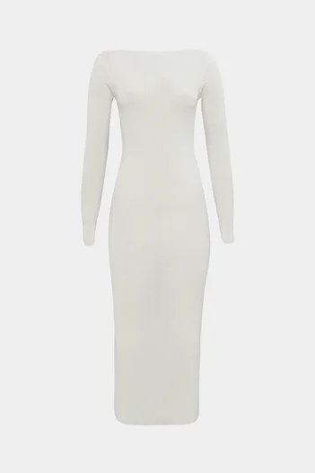 Açelya Okcu Boat Neck Slim Fit Maxi Women's Knitwear Dress