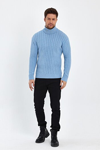 Minharir Slim Fit Full Fisherman Corduroy πουλόβερ